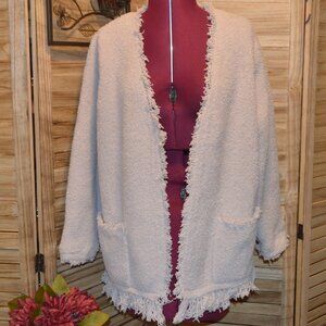 Barefoot Dreams Cozychic L Grayish Lavender Fuzzy Cardigan Front Pockets